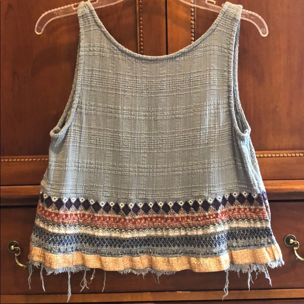 Fun Boho Detailed Tank Too with Low Cut Back